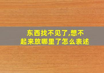 东西找不见了,想不起来放哪里了怎么表述