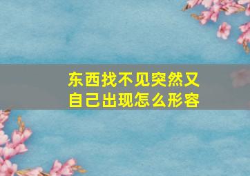 东西找不见突然又自己出现怎么形容