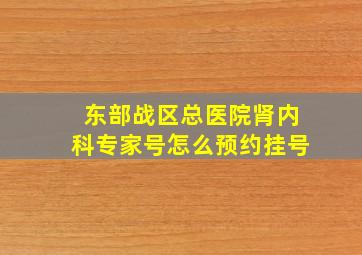 东部战区总医院肾内科专家号怎么预约挂号