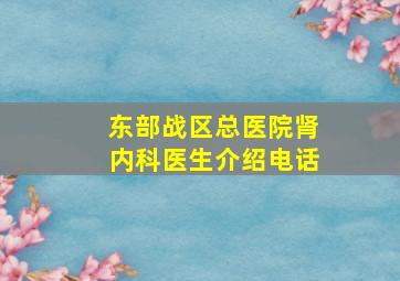 东部战区总医院肾内科医生介绍电话