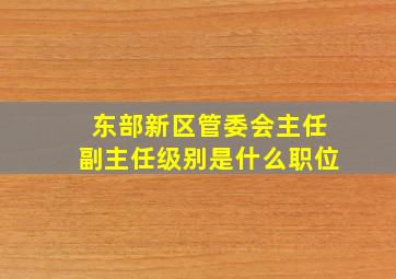 东部新区管委会主任副主任级别是什么职位