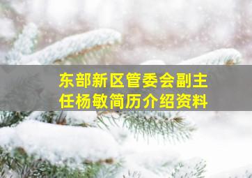 东部新区管委会副主任杨敏简历介绍资料