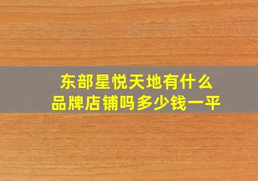 东部星悦天地有什么品牌店铺吗多少钱一平