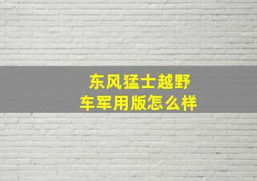 东风猛士越野车军用版怎么样