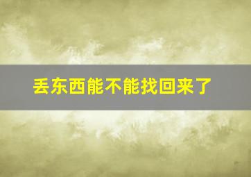 丢东西能不能找回来了