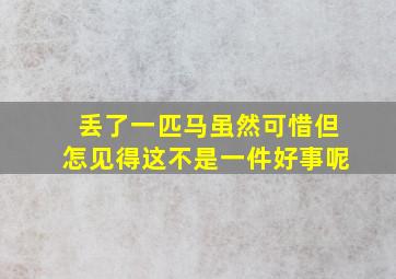 丢了一匹马虽然可惜但怎见得这不是一件好事呢