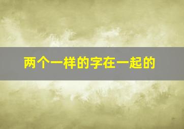 两个一样的字在一起的