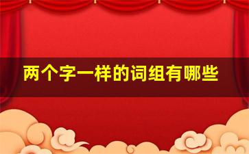 两个字一样的词组有哪些