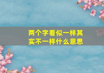 两个字看似一样其实不一样什么意思