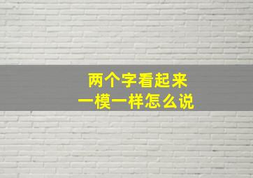 两个字看起来一模一样怎么说