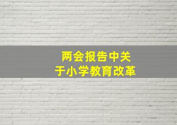 两会报告中关于小学教育改革