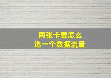 两张卡要怎么选一个数据流量