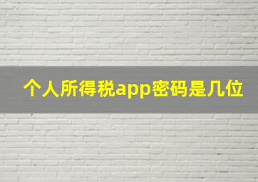 个人所得税app密码是几位