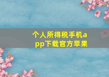 个人所得税手机app下载官方苹果