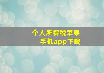 个人所得税苹果手机app下载