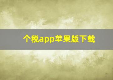 个税app苹果版下载