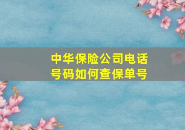 中华保险公司电话号码如何查保单号