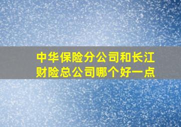 中华保险分公司和长江财险总公司哪个好一点