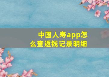 中国人寿app怎么查返钱记录明细