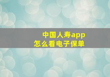 中国人寿app怎么看电子保单