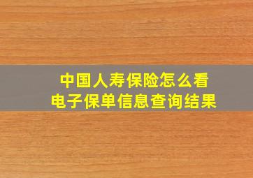 中国人寿保险怎么看电子保单信息查询结果