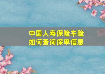 中国人寿保险车险如何查询保单信息