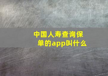 中国人寿查询保单的app叫什么