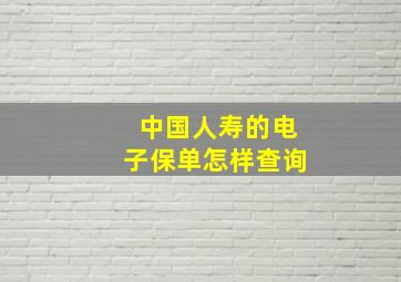 中国人寿的电子保单怎样查询