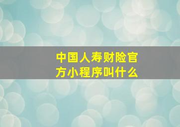 中国人寿财险官方小程序叫什么