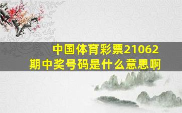 中国体育彩票21062期中奖号码是什么意思啊