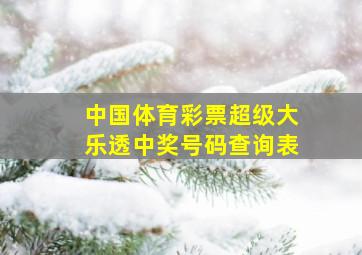 中国体育彩票超级大乐透中奖号码查询表