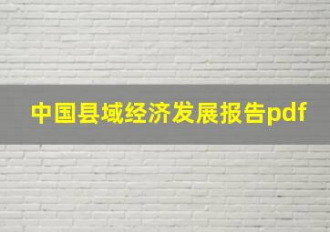 中国县域经济发展报告pdf