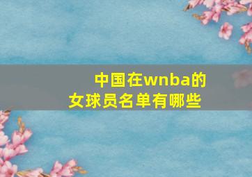 中国在wnba的女球员名单有哪些