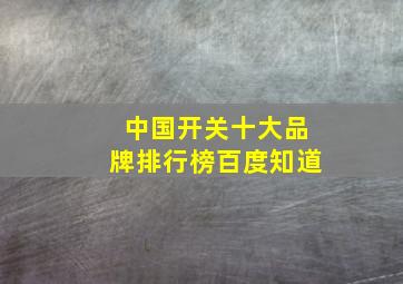 中国开关十大品牌排行榜百度知道