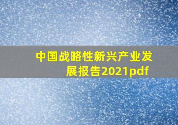 中国战略性新兴产业发展报告2021pdf