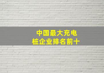 中国最大充电桩企业排名前十