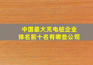 中国最大充电桩企业排名前十名有哪些公司