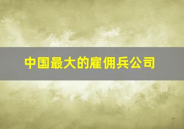 中国最大的雇佣兵公司