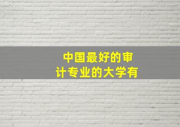 中国最好的审计专业的大学有