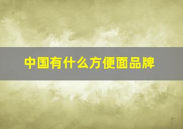 中国有什么方便面品牌