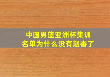 中国男篮亚洲杯集训名单为什么没有赵睿了