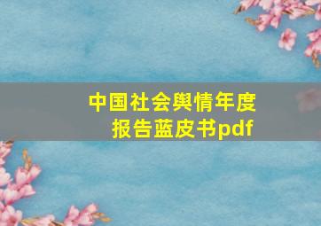 中国社会舆情年度报告蓝皮书pdf