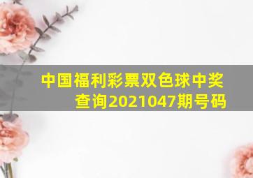 中国福利彩票双色球中奖查询2021047期号码