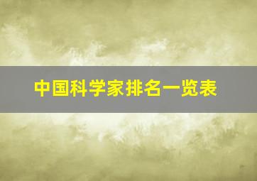 中国科学家排名一览表