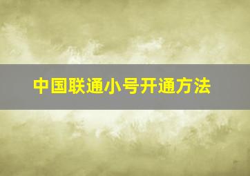 中国联通小号开通方法