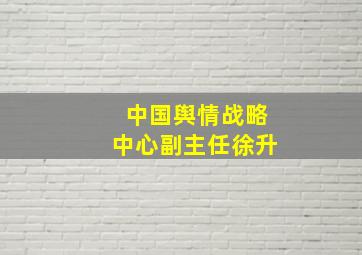 中国舆情战略中心副主任徐升