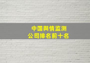 中国舆情监测公司排名前十名