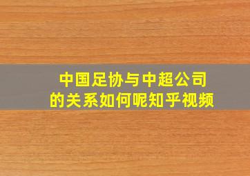 中国足协与中超公司的关系如何呢知乎视频