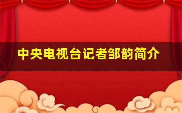 中央电视台记者邹韵简介