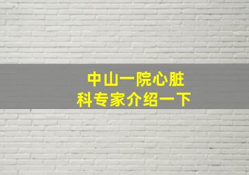 中山一院心脏科专家介绍一下